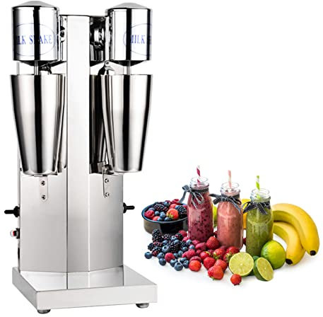 SNKOURIN Double Head Milkshake Maker Machine,110V Electric Beverage Blender with 2 Stainless Steel Cups,2 Speed Adjustable Commercial Milkshake Machine for Protein Shakes,Ice Cream and Cocktails…