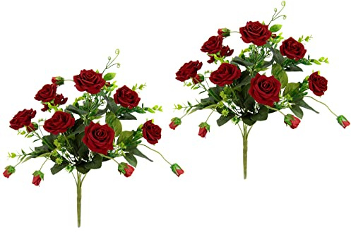 Künstliche Wildrosen Rosenbouquet Strauß Kunstblumenstrauß Bouquet Seidenblumen Blumenbouquet Blumenstrauß Rosenbusch Rosen Rose Wildrose Kunstblumen Blumen Hochzeit Hochzeitsdeko Seidenrose