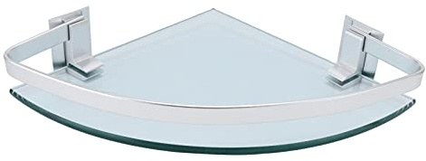 Alvinlite Bathroom Corner Glass Shelf Triangle Wall Shower Shelf Corner Shower Caddy Tempered Glass and Aluminum bathroom