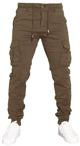 Toocool Pantaloni Uomo Cargo Militari tasconi Laterali Casual Cotone G6538 [34/tg 48,G6601 Kaki]