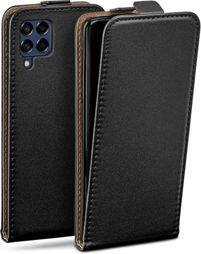 moex Flip Case für Samsung Galaxy M53 5G Hülle klappbar mit 360 Grad Schutz, Handyhülle mit Displayschutz, PU Leder Handytasche Lederhülle, Flip Case Cover Klapphülle, Schwarz