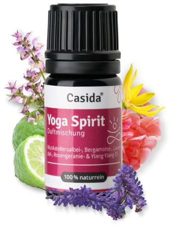 Casida® Yoga Spirit Duftmischung ätherische Öle mit Lavendelöl, Bergamotteöl, Muskatellersalbei Öl, Rosengeranie Öl und Ylang Ylang Öl - Ideal für Yoga & Meditation - 5 ml - Aus der Apotheke