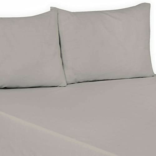 Flat Sheet Plain Dyed Polycotton Bedsheet Super Soft Easy-Care Bedlinen Non-iron Flat Sheets/Top Sheets in Single-Double-King-Super king (Grey, Super King)