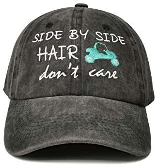Hepandy Bestickte Side by Side Hair Don't Care Mützen, Side by Side Hair Don't Care (Washed Black), Einheitsgröße