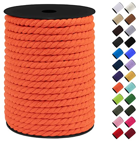 LEREATI Corde Macramé 8mm, 40m Fil Macramé Ficelle Corde Cordon Coton Naturelle, Grosse Corde Douce pour DIY, Porte Plante Mural, Jardin Décoration, Artisanat (Orange)