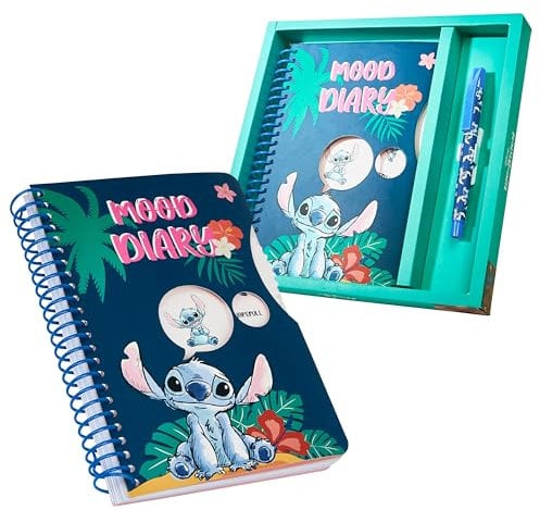 Disney Diari per Bambini, Diario Stitch Originale, Quaderni Divertenti con Penna e Adesivi, Cancelleria Stitch
