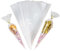Lot de 100 sacs cônes en cellophane pour bonbons, 13 x 25 cm, cônes en plastique avec attaches torsadées pour bonbons, cônes triangulaires transparents pour collations, popcorn, chocolats, bonbons