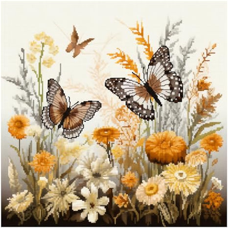 Cukol Schmetterling Kreuzstich Set Vorgedruckt, Tiere Stickvorlagen Stickbilder Vorgedruckt Kreuzstich Stickpackungen Stickpackung Cross Stitch Embroidery Kit Stickset Sticken Set Erwachsene Anfänger