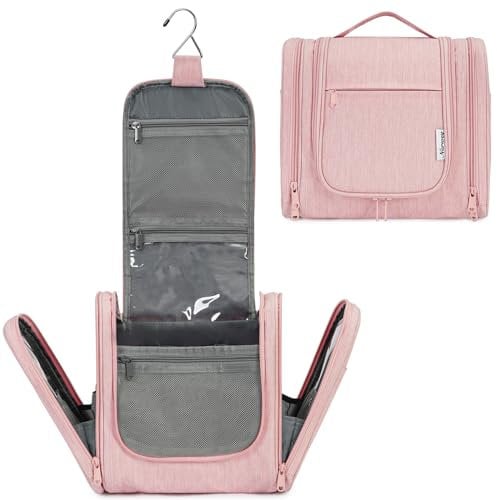 Kulturtasche Damen Zum Aufhängen Groß Kulturbeutel Herren, Waschtasche Zum Aufhängen Damen Kosmetiktasche für Frauen & Mädchen (Rosa)