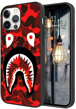 Kompatibel mit iPhone 12 Hülle, iPhone 12 Pro, Cartoon-TPU, Rundumschutz, stoßfest, Fallschutz (Fashion-Bape-Shark-3)