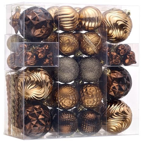 Valery Madelyn Weihnachtsbaumschmuck, Kugel-Ornament-Set, Bronze, Kupfer, Braun, Gold, bruchsicher, hängende Ornamente, Großpackung für Herbst, Erntedankfest, Herbst, Ernte, Weihnachten, Urlaub, Party