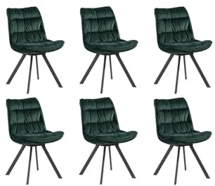 Home4You Esszimmerstuhl Küchenstuhl Wohnzimmerstuhl Polsterstuhl | 6er Set | Samt | Grün | Schwarz matt