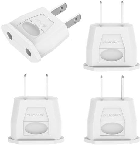 4 Stück Reise-Adapter, EU to US Adapter, Adapterstecker USA Deutschland Stecker, Reisestecker EU auf US Deutschland/Europa Stecker Amerika/Kanada/Mexiko Konverter