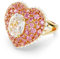 Swarovski Bague de cocktail Hyperbola, cœur, rose, plaqué or, Cristal, Ne pas appliquer