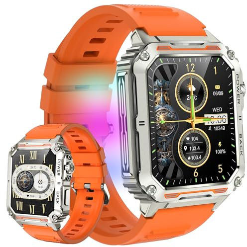 JELLOO Smartwatch Uomo Chiamate, 1.43 AMOLED Militare Smartwatch Orologio con 400MAh Batteria Grande 110+ Modalità Sportive Cardiofrequenzimetro SpO2 Sonno Contapassi Impermeabile Android iOS