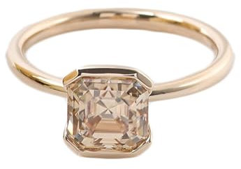 Wycian Verlobungsring Damen Nickelfrei, Gold Ringe Frauen 18 Karat Größe 52 (16.6) 2 Moissanit 2Ct Asscherschliff Sekt Npassbar Für Abschluss
