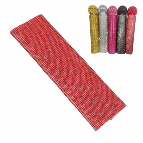 Microphone Handle Sleeve Rhinestone Mic Handle Cover Protector Replacement for Wedding Valentine Xmas Party Bar Stage Show