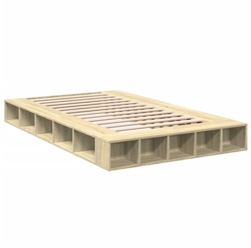 vidaXL Bettgestell, Bett mit Stauraum für Schlafzimmer, Bettrahmen mit Lattenrost, Schlafzimmerbett Doppelbett, Sonoma-Eiche 140x190cm Holzwerkstoff