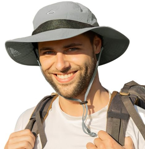 TOP-EX Sonnenhut für Herren mit breiter Krempe, M/L, UV-Schutz, Boonie-Bucket-Sonnenhut für Sommer, Strand, Golf, Wandern, Safari, Outdoor, Angeln, Garten, LSF 50, Grau 56–59 cm