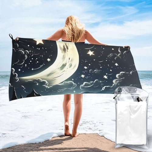 Dwrepo Strandtuch mit Sternzeichen, schnell trocknend, Mikrofaser, übergroß, Reisehandtuch, sandfrei, Stranddecke, saugfähig, superweich, für Pool, Schwimmen, Bad, Duschtuch