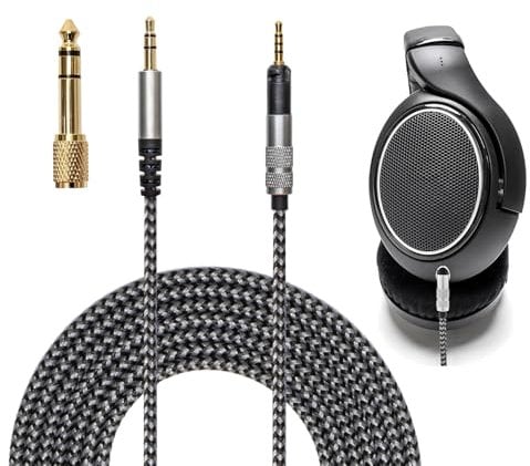 Voarmaks Câble HD560s compatible avec casque Sennheiser HD598 HD598SE HD598SR HD598CS HD599 HD558 HD518 HD579 HD569 HD559 HD560S Longueur 2 m en nylon souple léger Comprend un adaptateur 6,35 mm