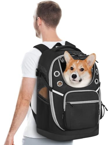 OUUTMEE Hunderucksack, Haustier Rucksack, Schwarz Pet Bag Backpack Katzenrucksack Tragbare Hunde Rucksack