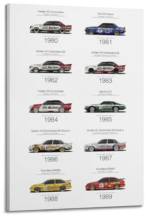 Poster, Motiv: Endurance-Rennwagen, Sierra RS500 & XJ-S & Commodore SS & XD Falke, dekoratives Gemälde, Leinwand, Wandposter und Kunstdruck, moderne Familienschlafzimmer-Dekoration, Poster, 40 x 60 cm