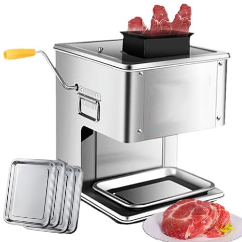 forplubossmmp 850W Electric Meat Slicer Vegetable Slicing Machine | Stainless Steel | Meat Chopper | with Adjustable Cutting Thickness 2.5-7mm | Detachable Knife Set | Commercial Food Slicer,7mm