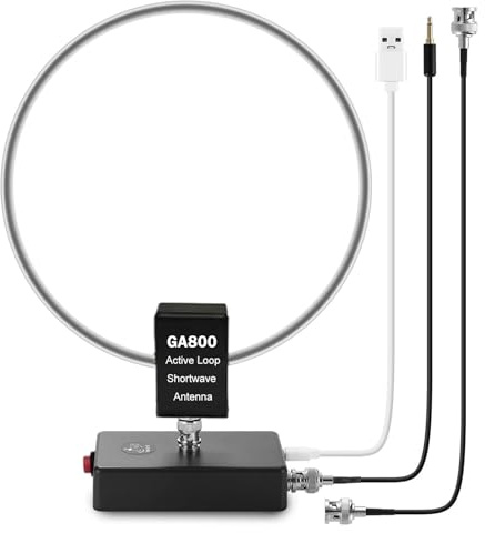 AURSINC GA800 Antena de bucle, antena de radio de onda corta activa con cable BNC 10 KHz-159 MHz HF para radioafición (sintonización gratuita)