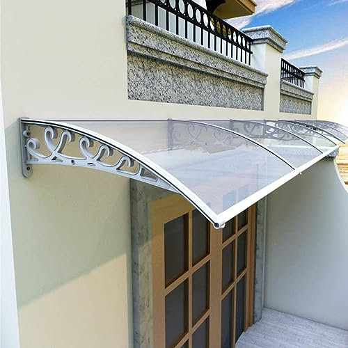 Robuster Regenschutz für Fenster im Freien für die Vorder-/Hintertür der Veranda, durchsichtige Türüberdachung mit transparenter Polycarbonatplatte, Regenschutzdachüberdachung, Terrassenüberdachung (6