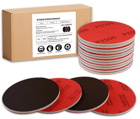 16 Stück Schleifschwamm, 500-600 Körnung 125mm Schleifblock, Weichschaum Sand Block Nass Trocken Schleifpapier für Modell Trockenbau Metall Holz Möbel Polieren