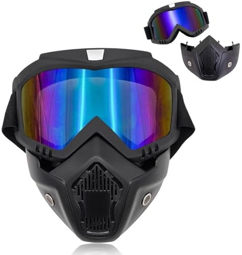VJK Bike Goggles - Removable Face Mask, Motion Goggles for Riding, Dirt, Ski, ATV, Motocross, Racing, Windproof, Fog-Proof, Warm for Adults