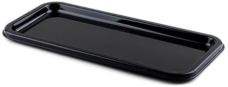 Monouso | 10 Bandejas Rectangulares de Plástico, 35x16cm, Color Negro, Bandejas Reutilizables, Platos para Aperitivos, Catering o Eventos, Restaurante y Hostelería
