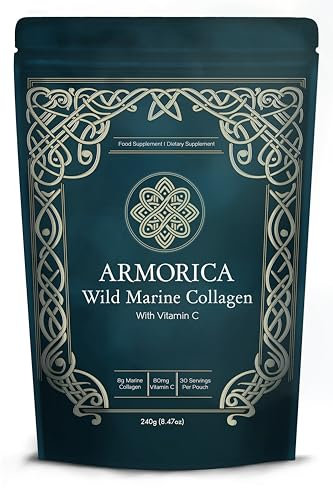 Marine Kollagen Pulver mit Vitamin C - Hydrolysiert für optimale Absorption | Geschmacksneutral & leicht löslich | GVO & Mikroplastik getestet | Haut-, Haar- & Gelenkunterstützung | 240g (30 Portionen
