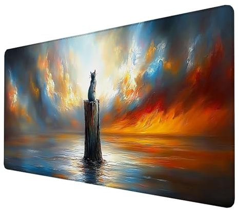 Tapis de Souris xxl 600x300x3mm de Jeu Etendu Large Durable, Grand Tapis Souris Gamer Imperméable (Chat) Grande Protection de Bureau étendue,pour la Maison, Le Bureau, la Salle de Jeux (Couleur) 4-M-0