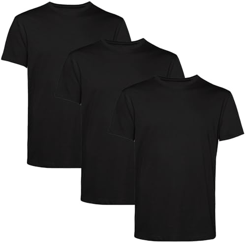 Men’s T-Shirts Multipack | Cotton 3 Pack T-Shirts | Gym Tops for Him | Crew Neck Short Sleeve | Work and Casual Wear in Multi-Colour | Plain, Comfortable and Durable