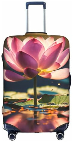 WenDang Koffer-Schutzbezug mit Lotusblumen-Motiv, elastisch, verbesserter Schutz, passend für Uni-Reisende, weiß, XL