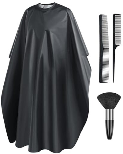 LOPHE Cape de Coiffure avec Attache Auto, Brosse Plumeau de Cou et Peigne - Cape de Salon Courte pour Coupe de Cheveux