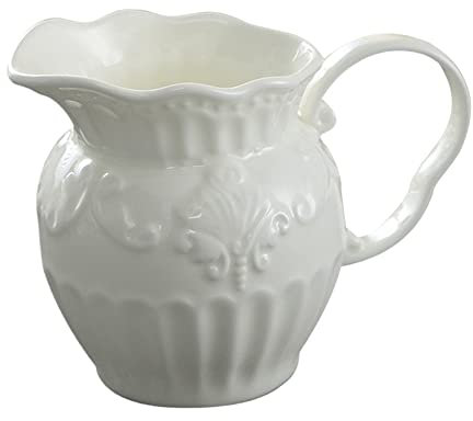 UNISTRORE Salseras Restaurante Lechera Cerámica Tallada Crema Cafetera Olla Crema Olla Espumadera Cafetería Familiar Utensilios de Cocina Cuencos para Mojar，White
