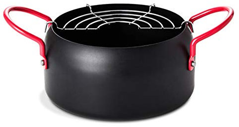 KXQYIKYI Tempura Deep Fryer Haushalt Fritteuse, runder Frittiertopf, Brilleneisen -Topf mit Ölfilterregal zum Kochen von Küchen, leicht zu reinigen