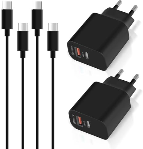 2 Pièces 20W Chargeur USB C, Chargeur iPad, Recharge Rapide, Compatible avec iPhone 15/ iPhone 15 Plus/iPhone 15 Pro/iPhone 15 Pro Max/iPad et Autres, Adaptateur Secteur Type C Double Port avec 2PCS C