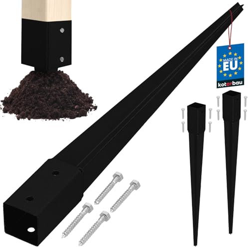 KOTARBAU® 2 Stk. Pfostenträger zum Einschlagen 46x46x600mm Verzinkt-pulverbeschichteter Stahl Einschlaghülse Erdanker Einschlagbodenhülse Gartenzaun Erdungsspieß Bodenanker Einschlaghülsen Holzpfosten
