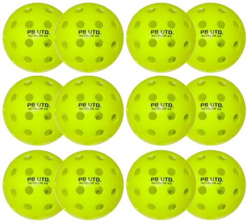 Pickleball United Outdoor Pickleball Balls – Pack of 12 | Durable 40-Hole TPU Balls | High Visibility Neon Green | Weather-Resistant & Lightweight | Tournament Grade Balls for Outdoor Play