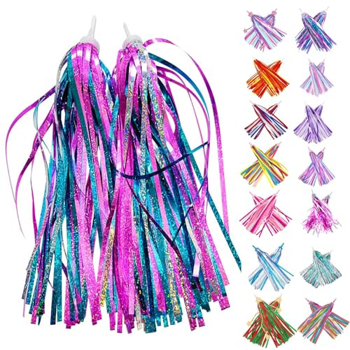 PLATT Lenkerfransen Streamer Bändchen für Kinderfahrrad,Kinder Roller Lenker Streamer Fahrrad Griffe Ribbon,1 Paar