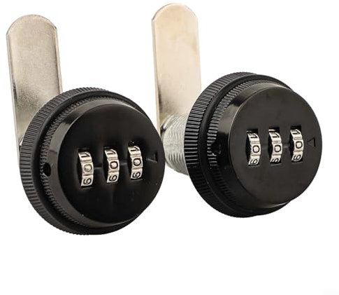 Cerraduras de combinación de 3 dígitos para buzones, taquillas y armarios, paquete de 2 (negro)