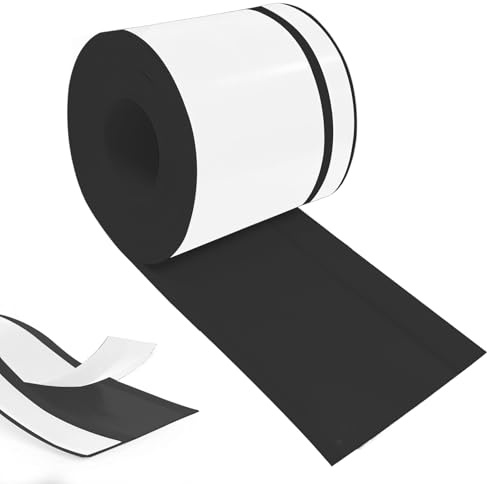 Hengrongshen Plinthe Souple PVC Autoadhésive 90 mm x 20 mm x 6 m, Imperméable Anti-Moisissures Résistante à l'Huile, pour Cuisine Salle de Bain Chambre Garage (Noir)