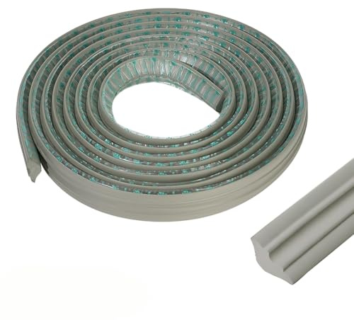 Flexible NBR Wall Corner Molding Trim, 5M/16FT Long Self Adhesive Caulk Strip Peel and Stick Trim, Quadrant Trim for Tile Edge, Ceiling, Corner, Floor, Furniture Edges (Grey, 35 * 18mm/5M)
