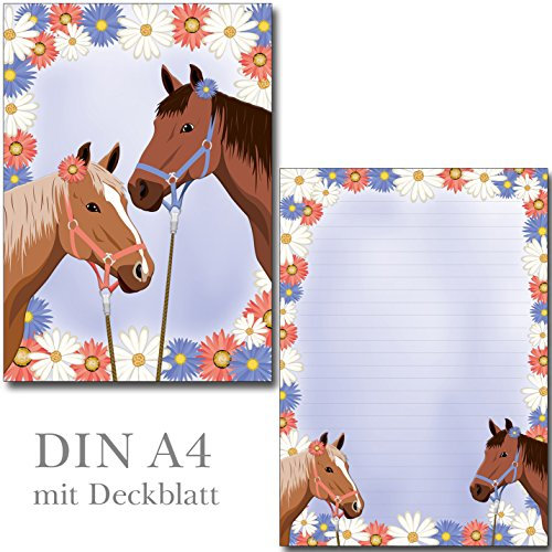 Schreibblock zwei Pferde 25 Blatt Format DIN A4 mit Deckblatt 7300 (1 Block)