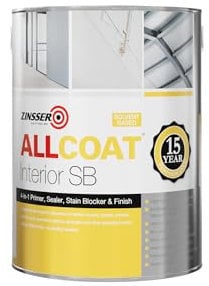 Zinsser AllCoat (Solvent-Based) 4-in-1 Primer, Sealer, Stain Blocker and Finish White (1 Litre)