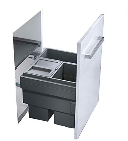 Poubelle de cuisine tri sélectif 3 bacs encastrable 44L (18+13+13) Hailo Cargo Synchro
